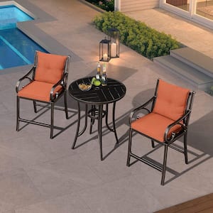 Outdoor Patio Metal Dining Chairs with All Weather Cast Aluminum Chairs with Cushions for Yard in Brick Red（Set of 2)