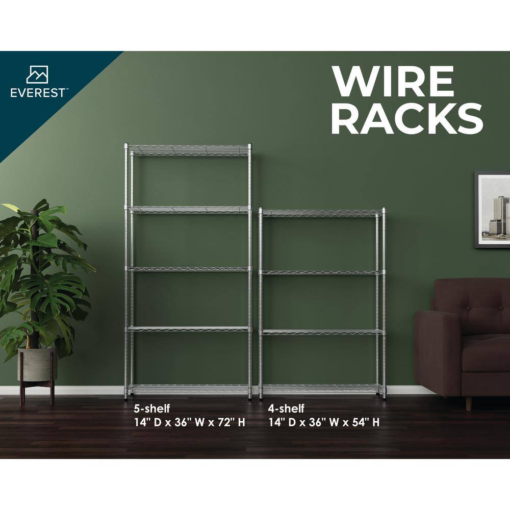 Everest 4-Tier Chrome Steel Utility Shelving Unit