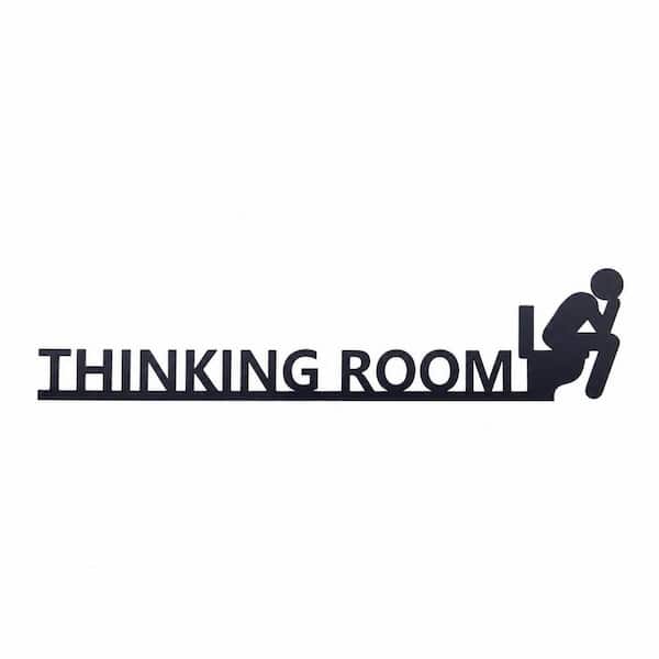 1 Pack Metal Black Matte Funny Bathroom Door Sign Rust-Resistant Humorous Wall Art Toilet Restroom Decor