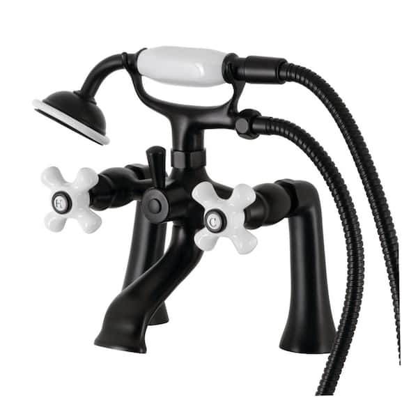 Kingston Brass Kingston 3-Handle Freestanding Tub Faucet With Supply Line And Stop Valve In Matte Black Hcck226pxk0