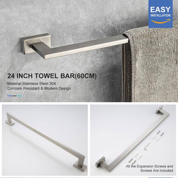 304 Stainless Steel Brushed Nickel Bath Hardware Towel Ring Hook Toilet Holder 