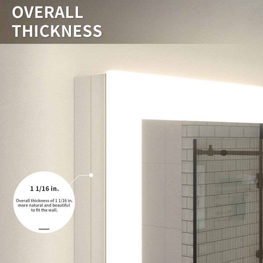 Clear 60" x 36" Frameless LED Bathroom Vanity Mirror