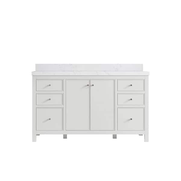 Willow Collections Chicago 60 in. Single Sink Freestanding White Bath Vanity with Empira White Qt. Top Unassembled