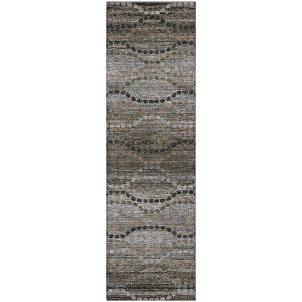 Mayfield Premium Machine Washable Abstract AMF2031 Chocolate 2 ft. x 7 ft. Runner Rug