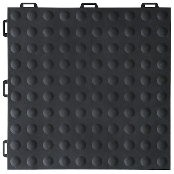 Greatmats StayLock Bump Top Black 12 in. x 12 in. x 0.56 in. PVC Plastic Interlocking Gym Floor Tile
