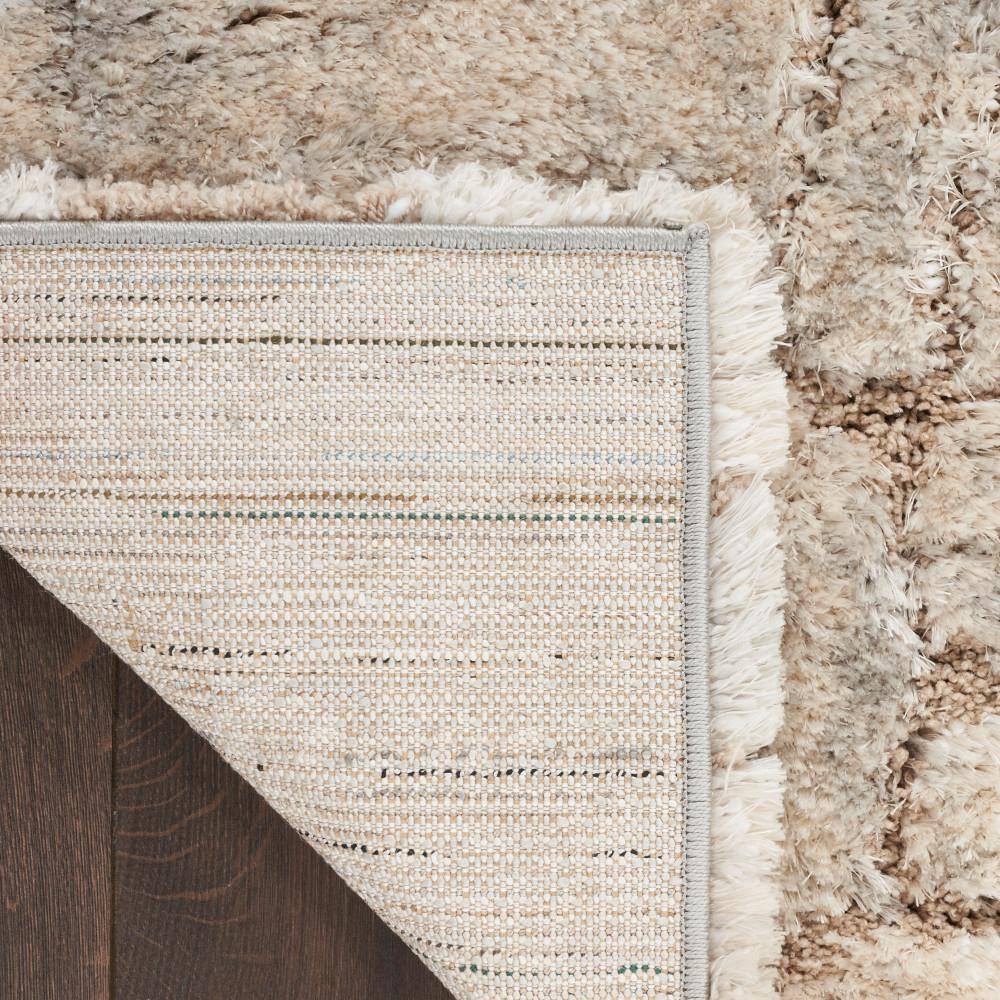Ivory Beige Abstract Shag 5' x 7' Synthetic Area Rug