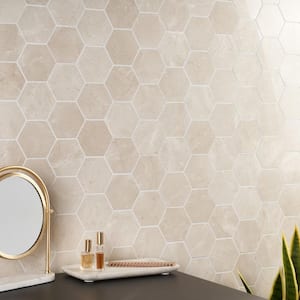 Marfil Crema 11.5 in. x 13.97 in. Polished Marble Floor and Wall Mosaic Tile (0.87 sq. ft./Each)