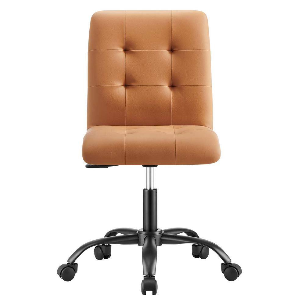 Prim Tan Vegan Leather Armless Swivel Office Chair