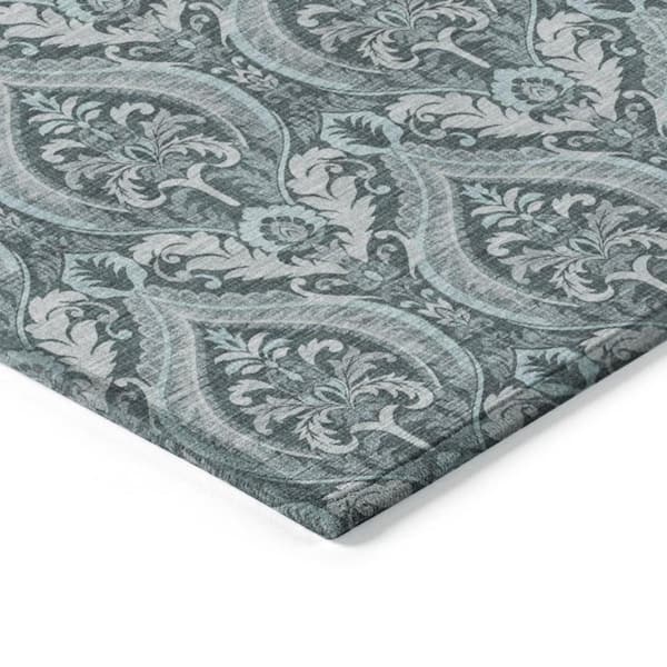 Teal 8 ft. Round Woven Trellis Round Indoor/Outdoor Area Rug