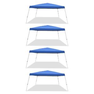 12 ft. x 12 ft. Blue Pop-Up Tent V Slanted Leg Instant Shade (4-Pack)