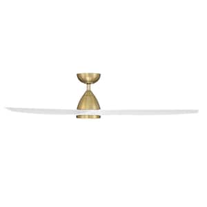 Skylark 62 in. 3-Blade Smart Indoor/Outdoor Ceiling Fan in Soft Brass Matte White 3000K Integrated LED and Remote