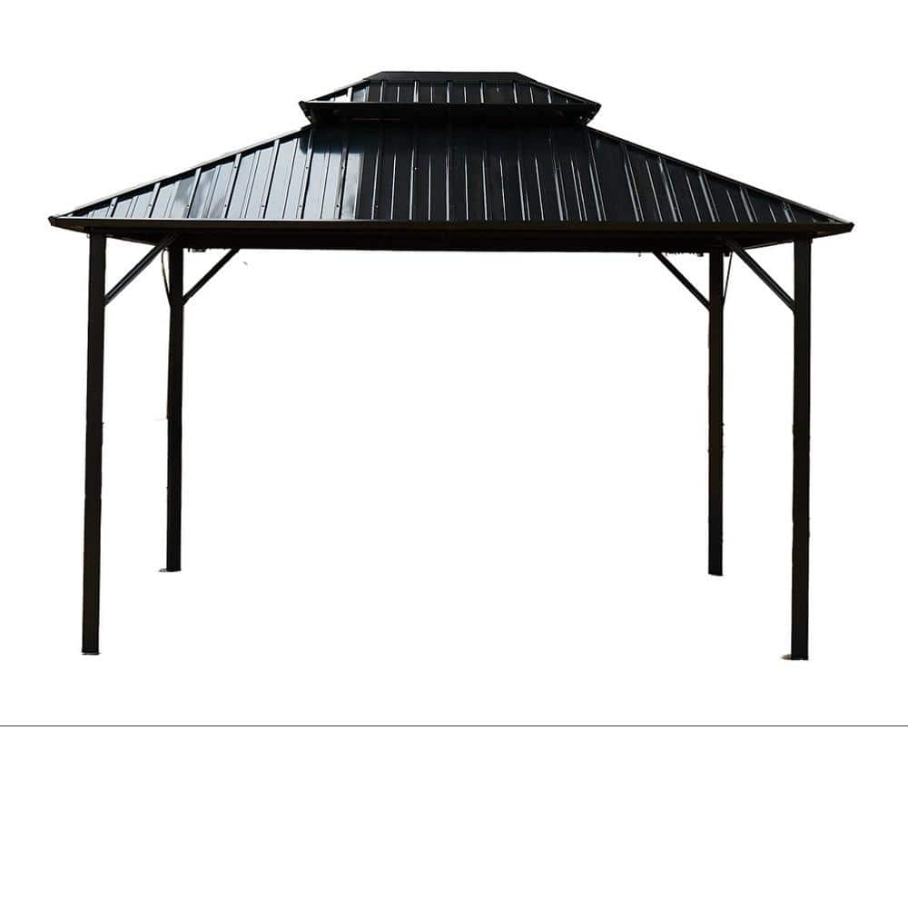 10 ft. x 10 ft. Black Aluminum Hardtop Gazebo with Galvanized Steel Double Roof for Patio, Backyard, and Outdoor Living price history on PriceWatchPro