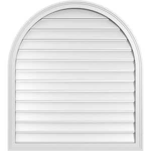 36 in. x 40 in. Round Top Surface Mount PVC Gable Vent: Functional with Brickmould Frame