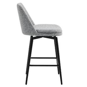 Cecily 27 in. Gray Mulit Color High Back Metal Swivel Counter Stool with Fabric Seat (Set of 3)
