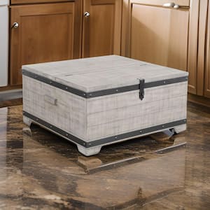 35 in. Gray Square Wood Coffee Table with Storage Drawer