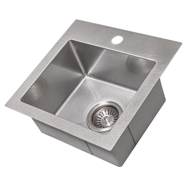15 in. Donner Topmount Single Bowl Satin Stainless Steel Bar Kitchen Sink