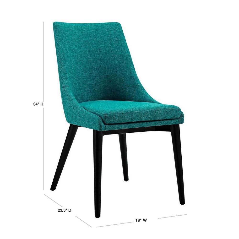 High Parsons Teal Upholstered Side Chair with Wood Legs