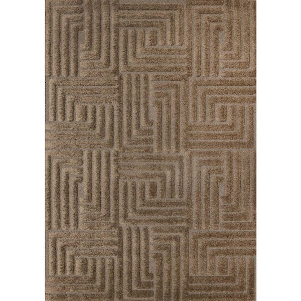 8 ft. x 11 ft. Brown Intrigue Collections Geometric, Tonal/Solid Indoor Area Rug