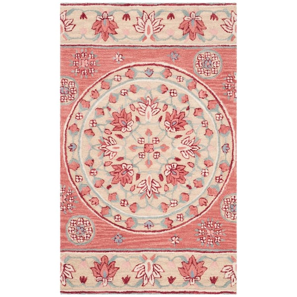 Bellagio Red/Beige Doormat 3 ft. x 5 ft. Border Area Rug
