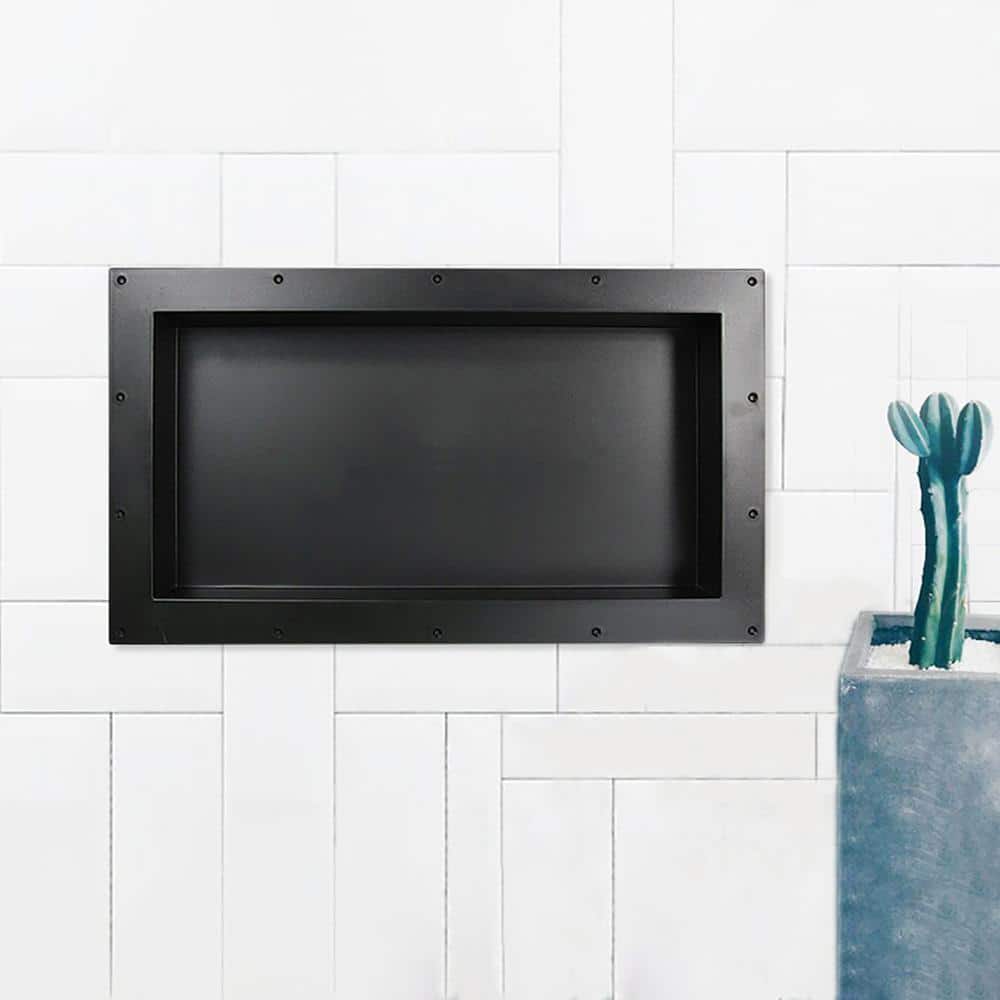 28 in. W x 16 in. H x 3.8 in. D Shower Niche Ready for Tile ABS Single Shelf for Shampoo, Toiletry Storage in Black price history on PriceWatchPro