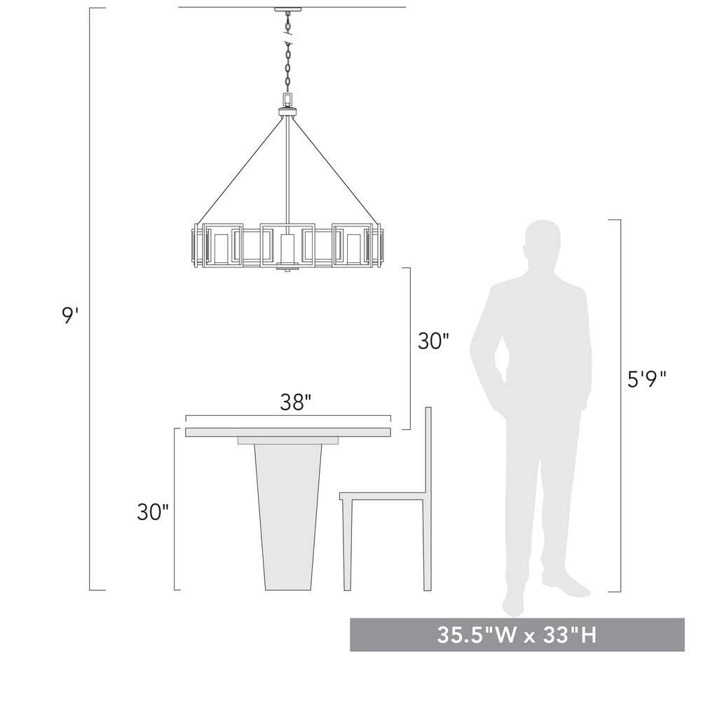 Matte Black Contemporary 8-Light Chandelier with Clear Glass Cylinders