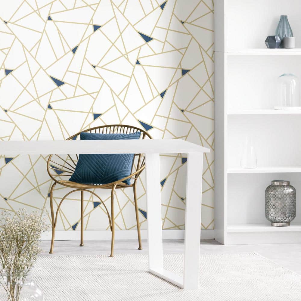 Gold Geometric Abstract Peel and Stick Wallpaper, 20.5" x 198"