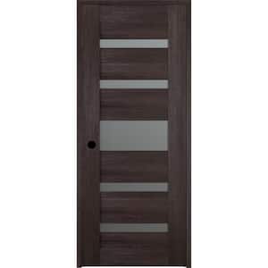 Vona 07-05 24 in. x 84 in. Left-Hand Frosted Glass Solid Composite Core Veralinga Oak Wood Single Prehung Interior Door