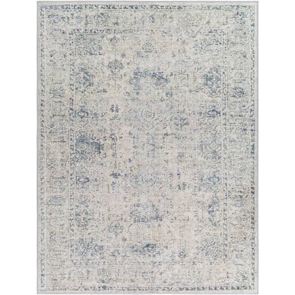 Livabliss Calhoun Light Grey Medallion 7 ft. x 9 ft. MachineWashable Indoor Area Rug CAH2301