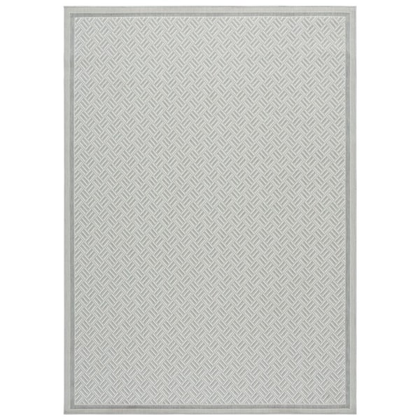 SAFAVIEH Terrace Gray/Ivory 9 ft. x 12 ft. Geometric Border Indoor ...