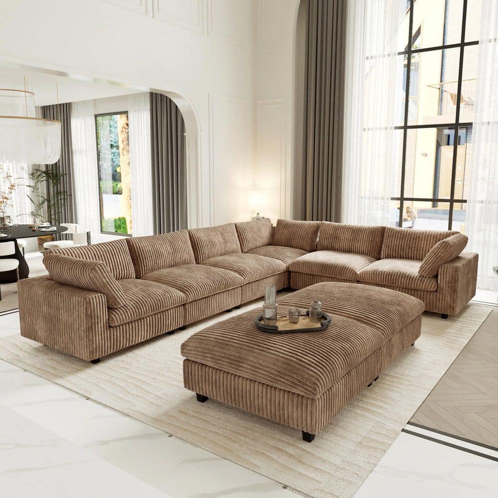 Magic Home Lawson Cloud Couch 157 in. Square Arm Velvet Solid Wood