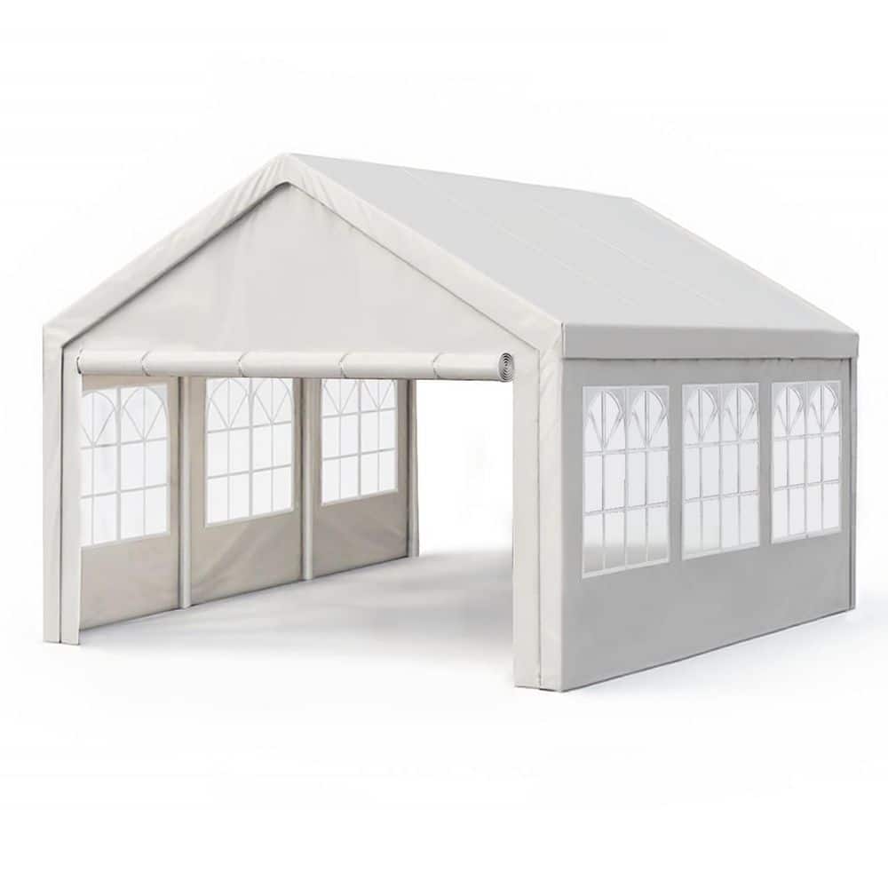 10 ft. x 20 ft. White Carport Canopy Party Tent with Removable Sidewalls for Outdoor Events and Vehicle Protection price history on PriceWatchPro