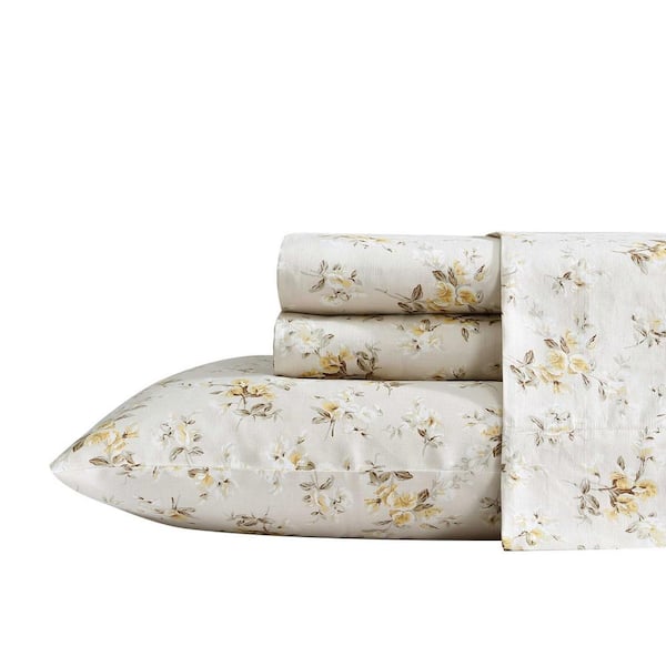 Little Darlings 4 Piece Light Gold/Cream Sateen Cotton Queen Sheet Set