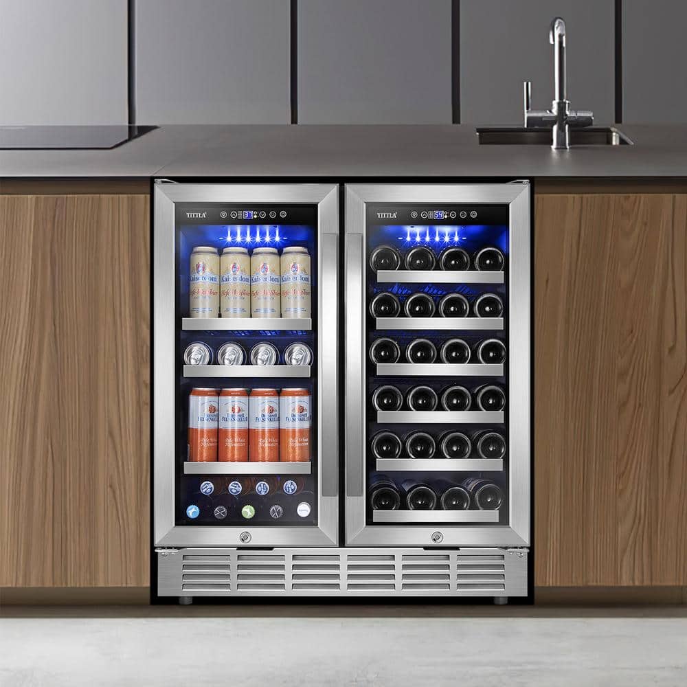 30" Stainless Steel Dual Zone Wine and Beverage Refrigerator
