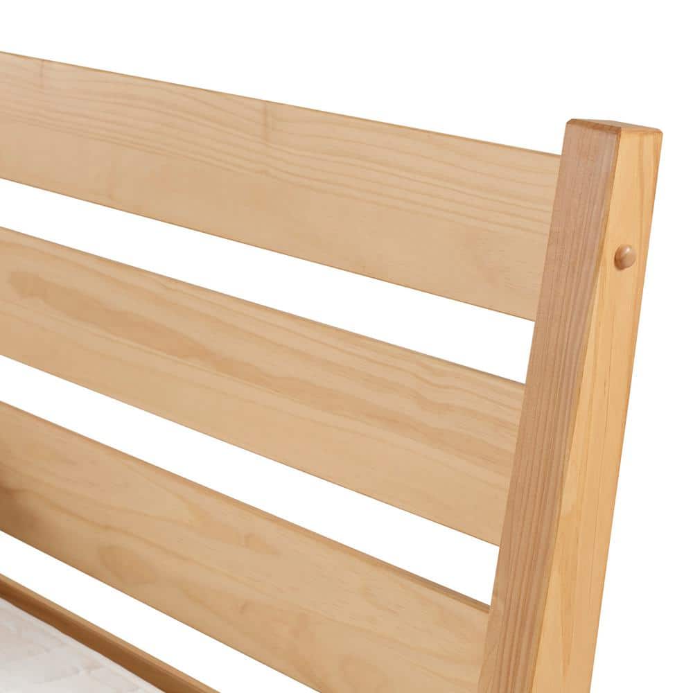 Scandinavian Oak Queen Platform Bed with Slatted Headboard