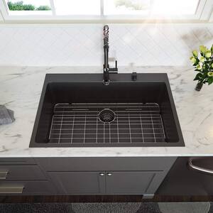 Black 16-Gauge Stainless Steel 30 in. Single Bowl Topmount Drop-In Kitchen Sink