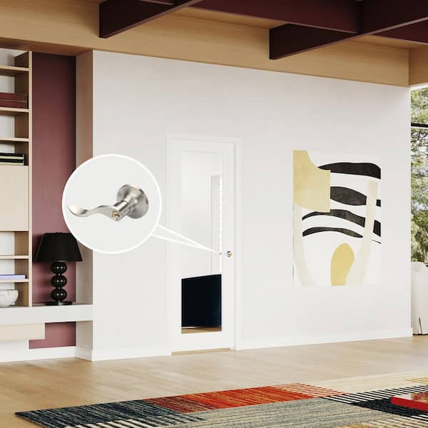 TENONER 24 in. x 80 in. Full-Lite Mirrored Glass Interior Door Slab MDF Solid Core White Finished With Silver Curved Doorknob.
