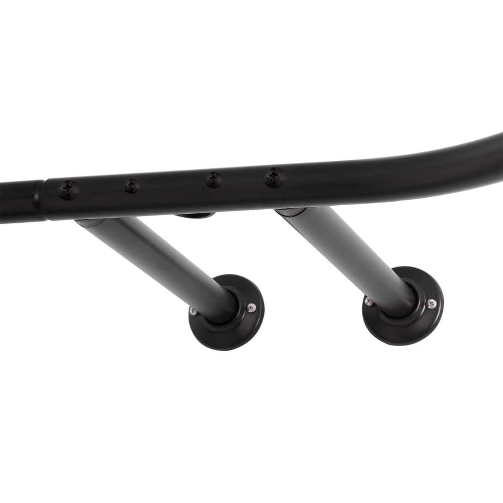 Matte Black and White Aluminum Ceiling Mounted D-Shaped Shower Curtain Rod