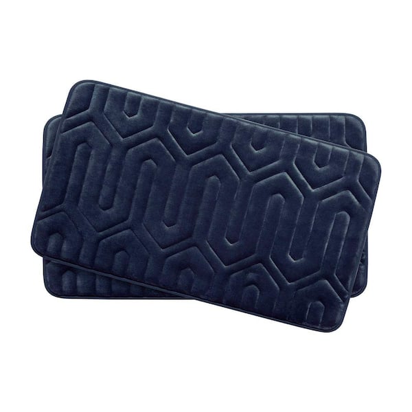 BounceComfort Thea Indigo 17 in. x 24 in. Memory Foam 2-Piece Bath Mat Set