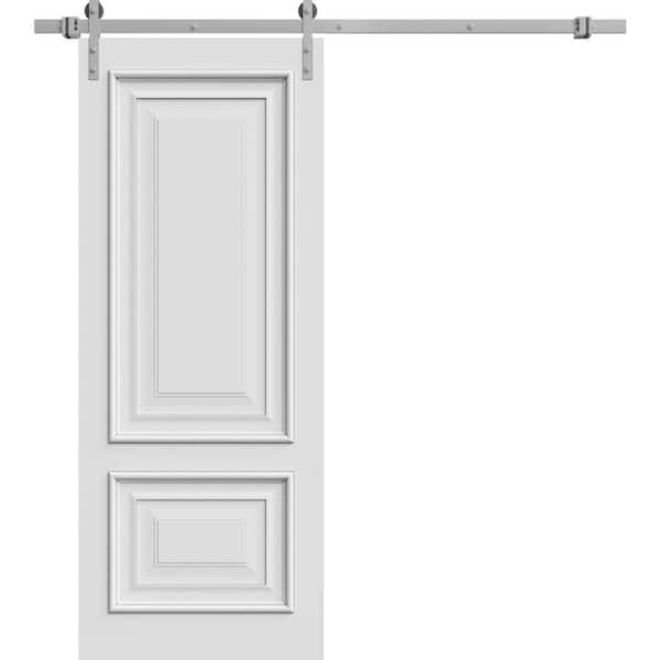7822 18 in. x 96 in. Sold Core White Enamel Color Wood Sliding Barn Door with Hardware Kit