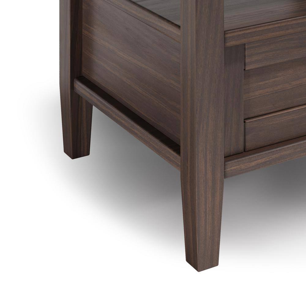 Warm Shaker Walnut Brown Solid Wood End Table with Storage