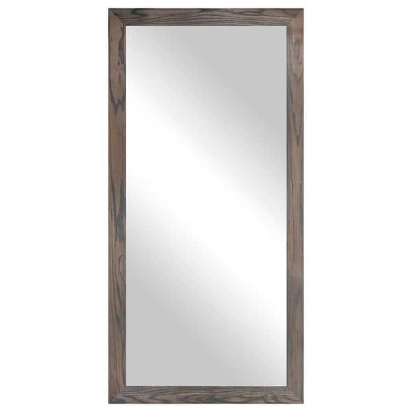 Large Tall (33 in. W x 80 in. H) Wooden Carbon Grey Rectangle Wall Mirror