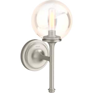 Bellera 1 Light Brushed Nickel Indoor Wall Sconce with Globular Glass Shade, UL Listed