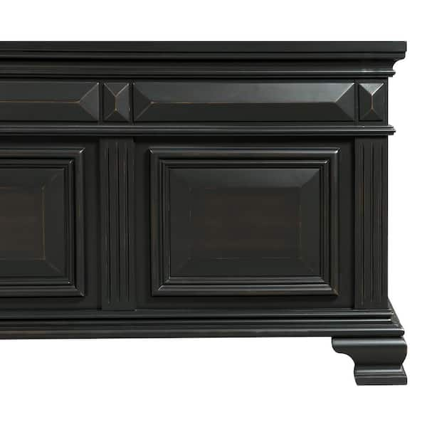 trent antique black king panel bed