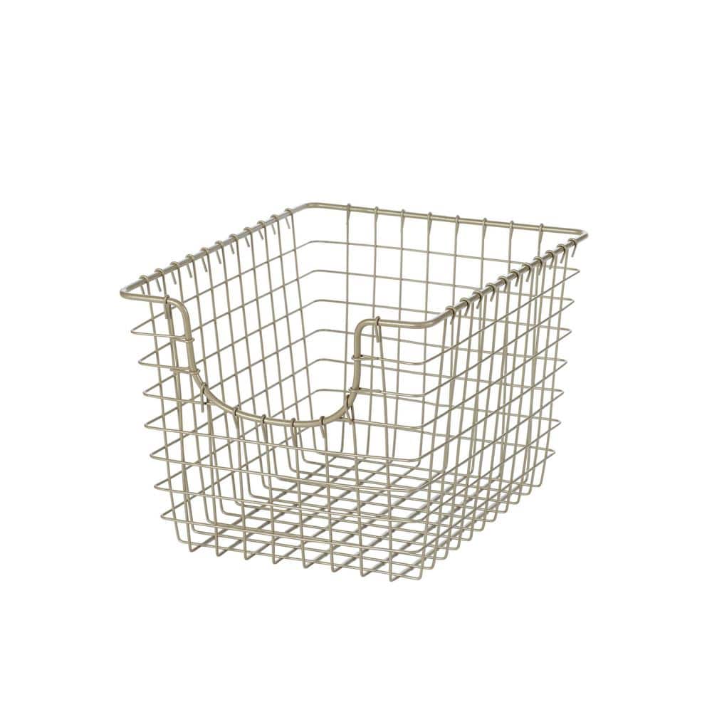 Vintage Chic Satin Nickel Scoop Wire Storage Basket