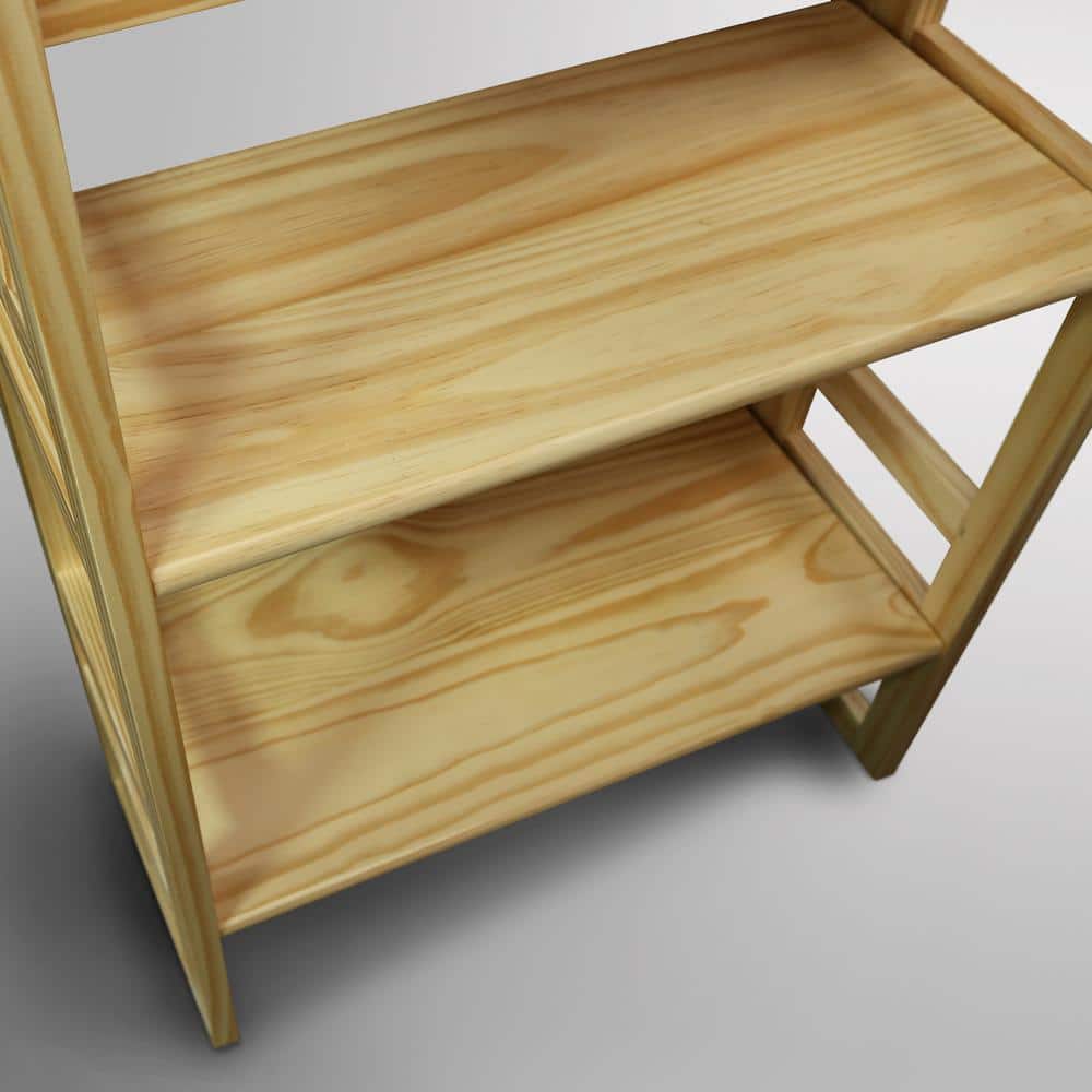 Natural Finish Solid Wood 3-Shelf Folding Bookcase