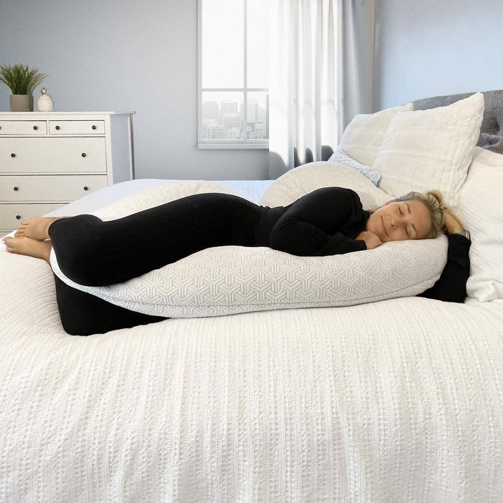 C-Shaped Cooling Maternity Body Pillow with Knitted Cover