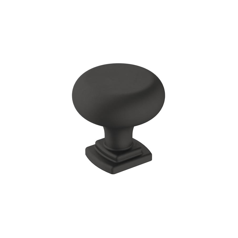 Matte Black Round Cabinet Knob with Mounting Hardware