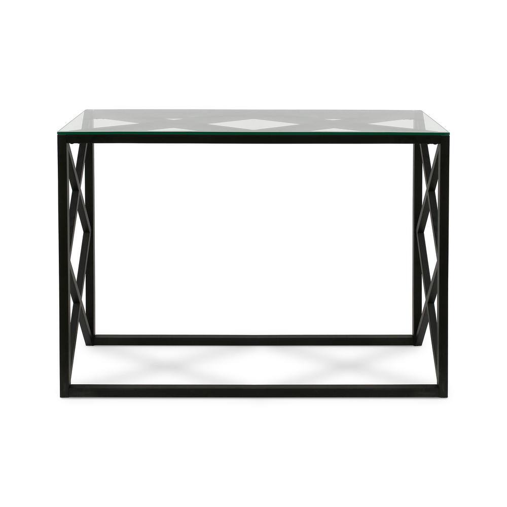 Dixon 42" Blackened Bronze Metal and Glass Console Table with Storage