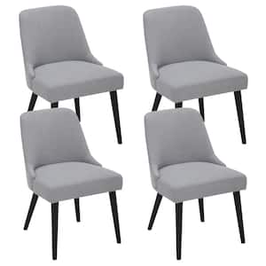 Leo Light Gray Solid Wood Dining Chairs with Fabric Seat for Kitchen and Dining Room (Set of 4)