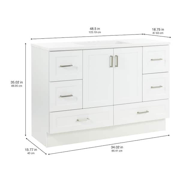 Maybell 49 in. W x 19 in. D Single Sink Bath Vanity in White with White Cultured Marble Top